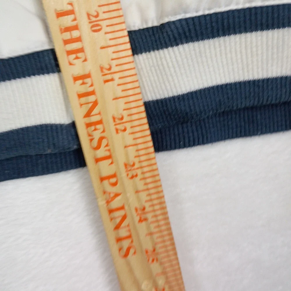 Nike Windbreaker Jacket White Navy Blue‎ Striped Trim Full Zip Hooded Mens S